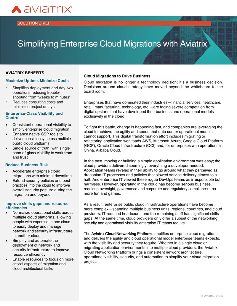 Simplifying Enterprise Cloud Migrations with Aviatrix