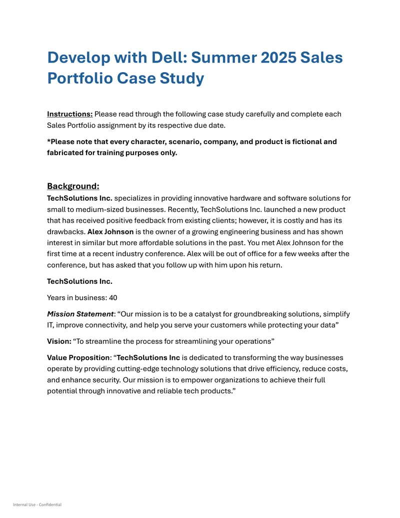 Develop with Dell Summer 2025 Sales Portfolio Case Study
