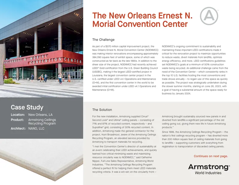 New Orleans Convention Center Ceiling Recycling Case Study