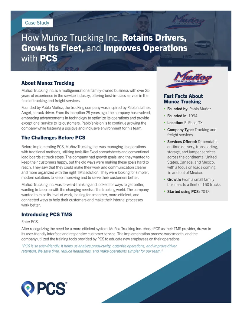 Muñoz Trucking Inc. Case Study on PCS Implementation