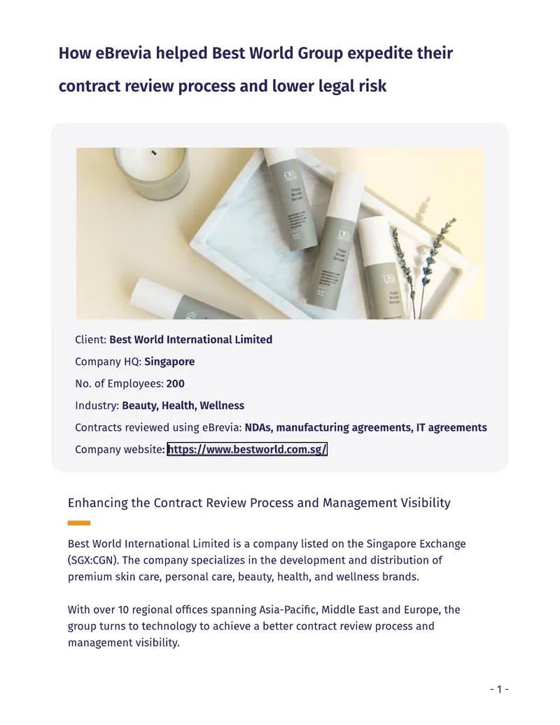 Best World Group Contract Review Process Enhancement