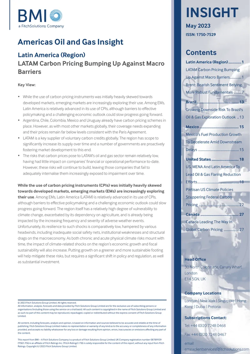 LATAM Carbon Pricing Instruments and Challenges