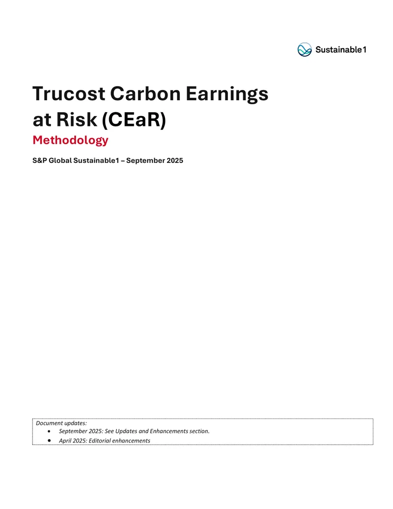 Trucost Carbon Earnings at Risk Methodology