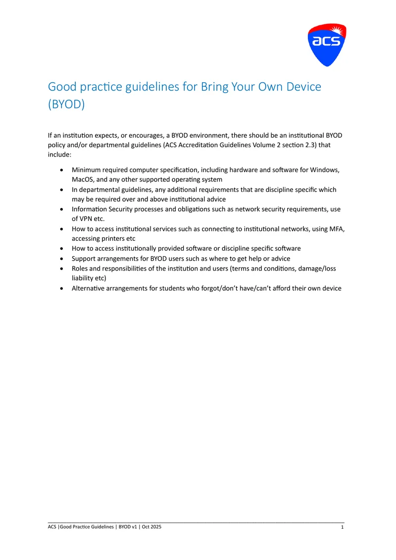 Good Practice Guidelines for BYOD and Capstone Projects