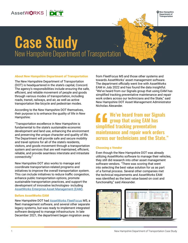 New Hampshire Department of Transportation Asset Management Case Study
