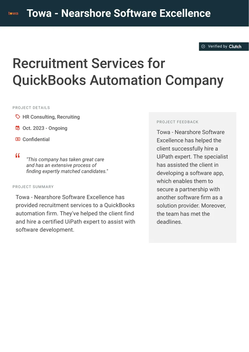 Recruitment Services for QuickBooks Automation Company