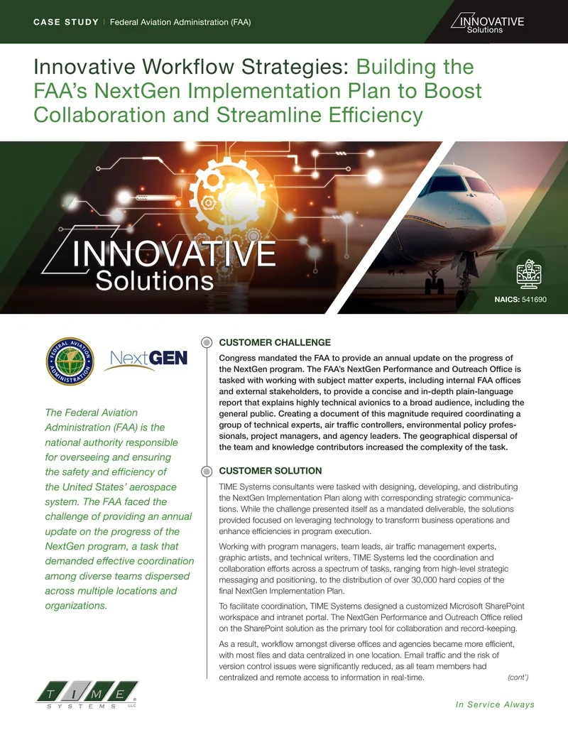 NextGen Implementation Plan Development Case Study