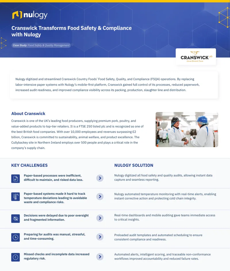 Cranswick Food Safety and Quality Management Case Study