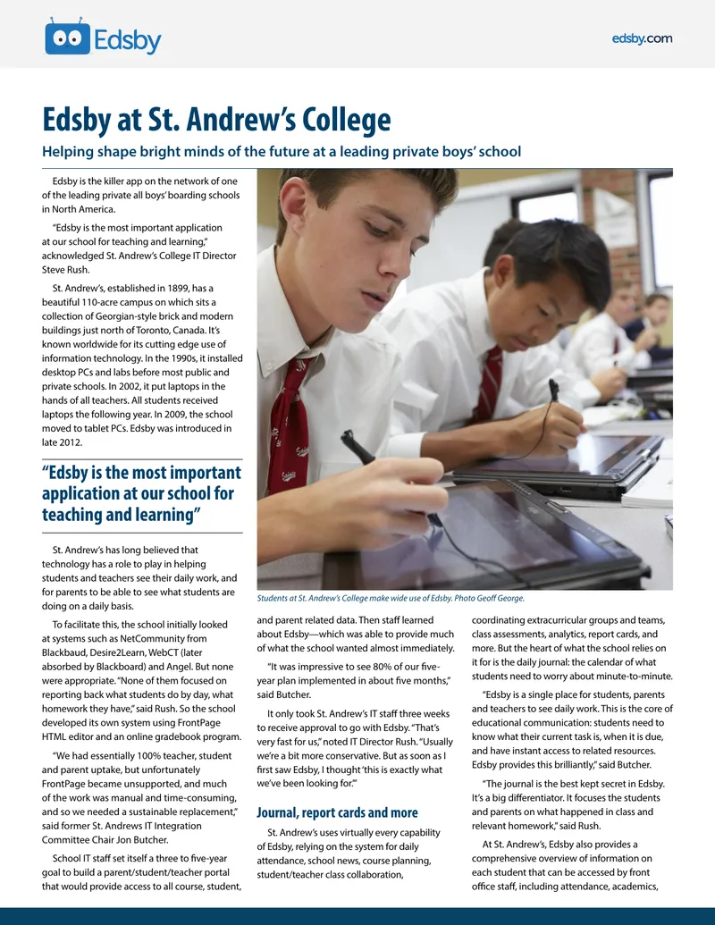 Edsby Implementation at St. Andrew’s College
