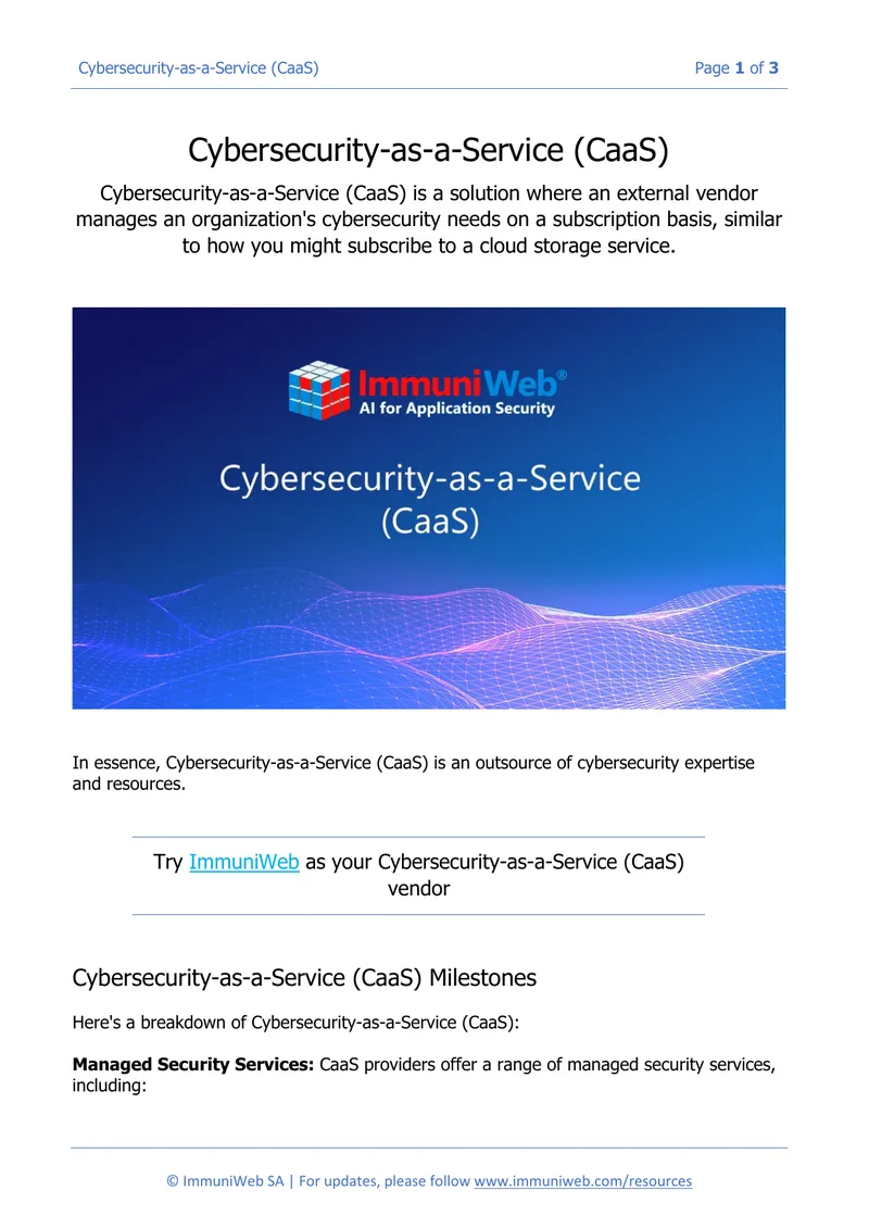 Overview of Cybersecurity-as-a-Service Solutions