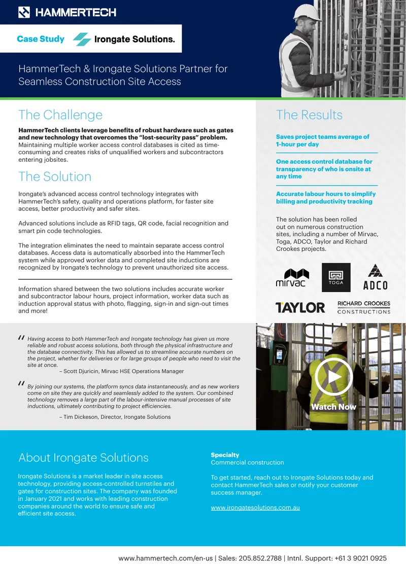 HammerTech and Irongate Solutions Access Control Case Study