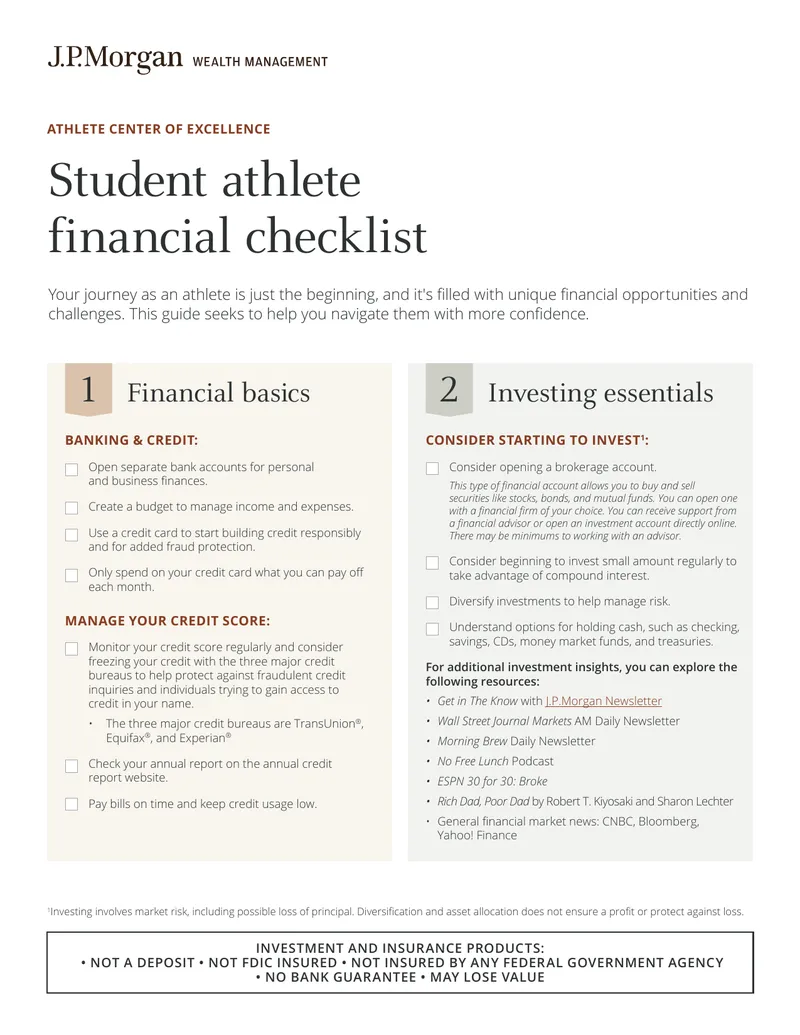Student Athlete Financial Checklist Guide
