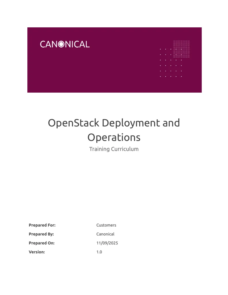 OpenStack Deployment and Operations Training Curriculum