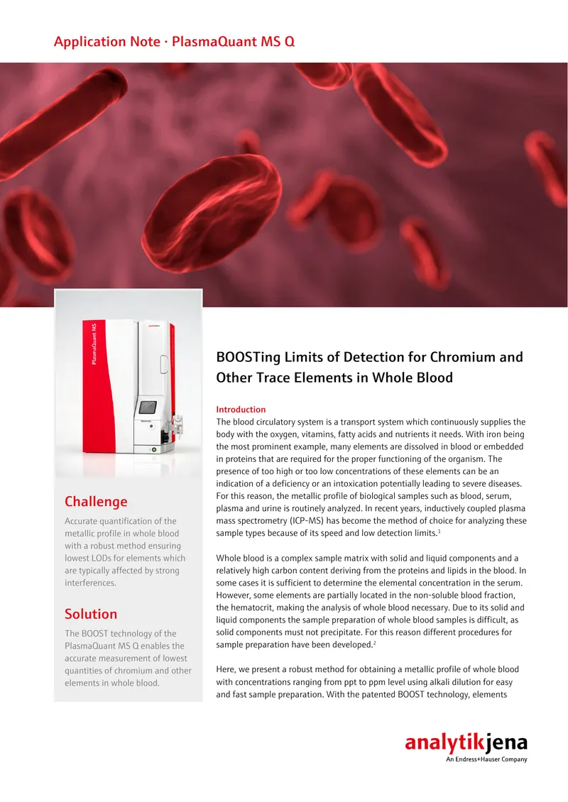 BOOST Technology for Analyzing Whole Blood Elements