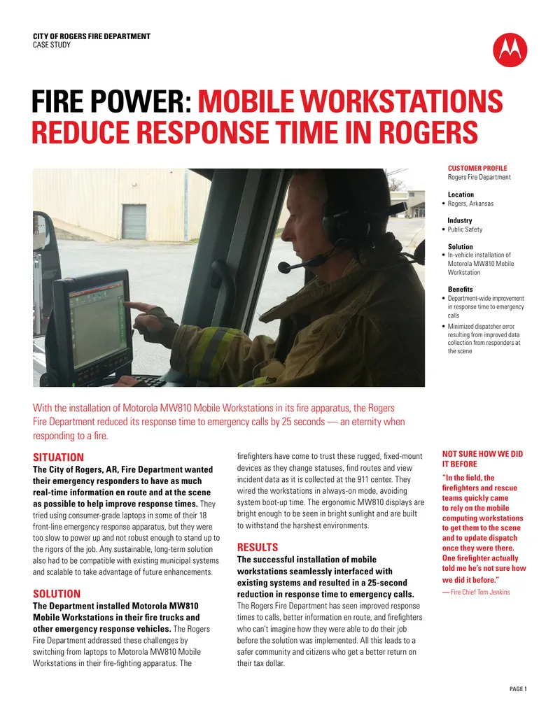 Rogers Fire Department Mobile Workstation Case Study