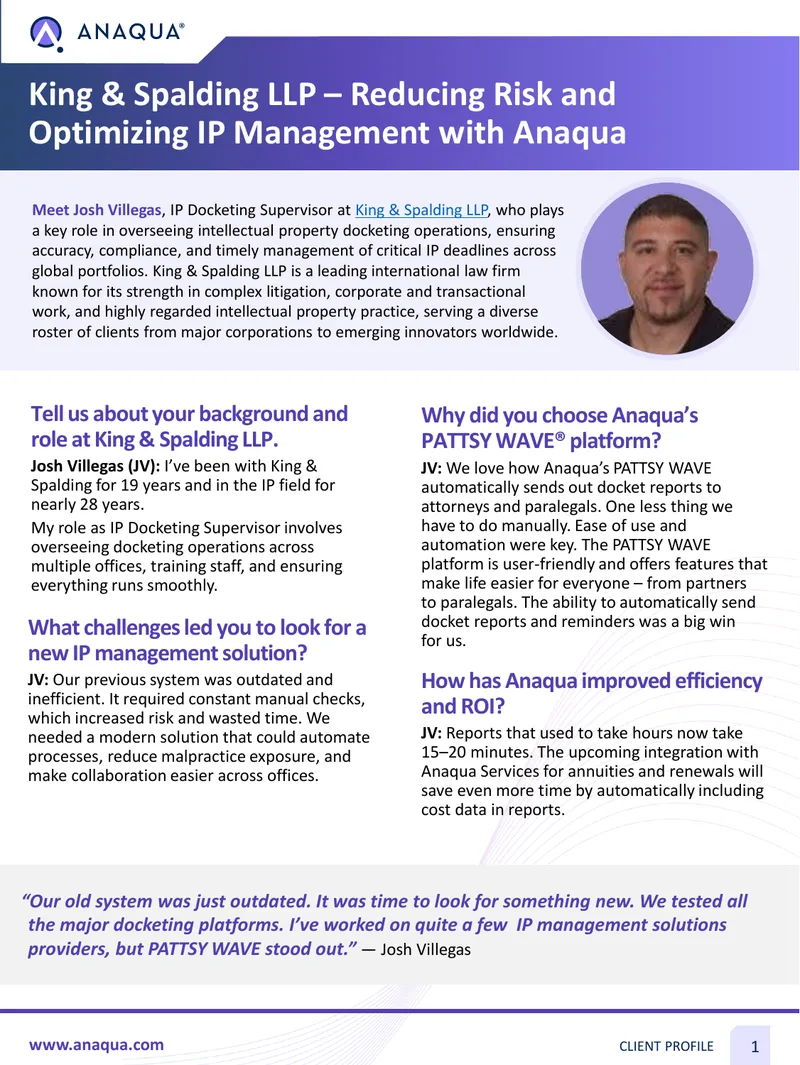King & Spalding LLP IP Management Case Study