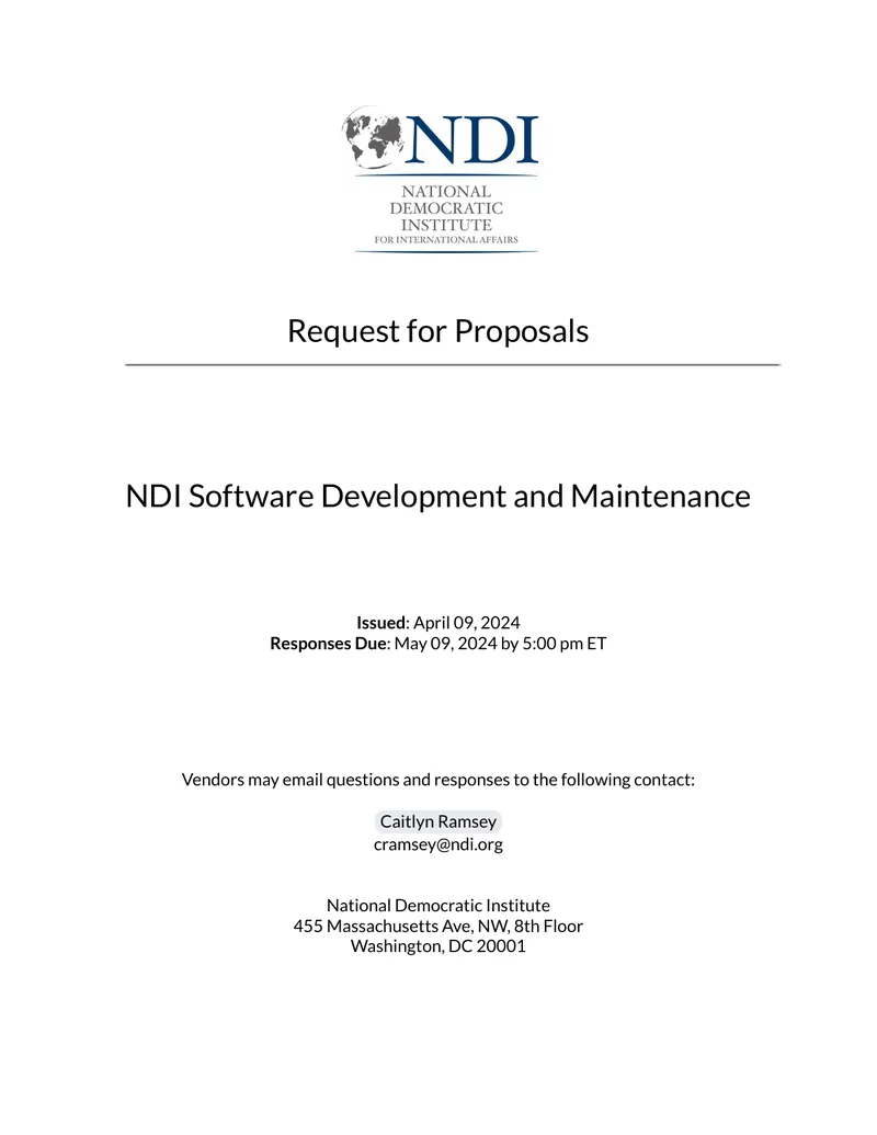 Request for Proposals for Software Development