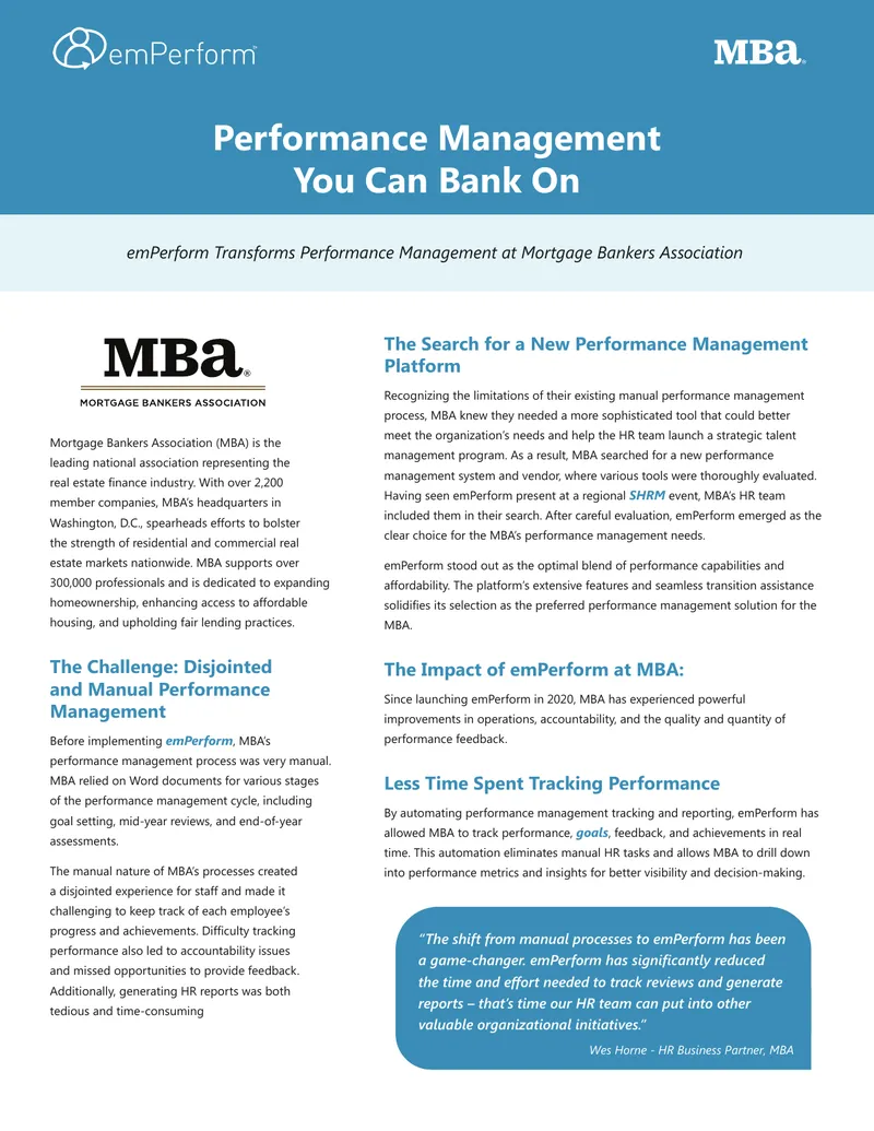 Performance Management Transformation at Mortgage Bankers Association
