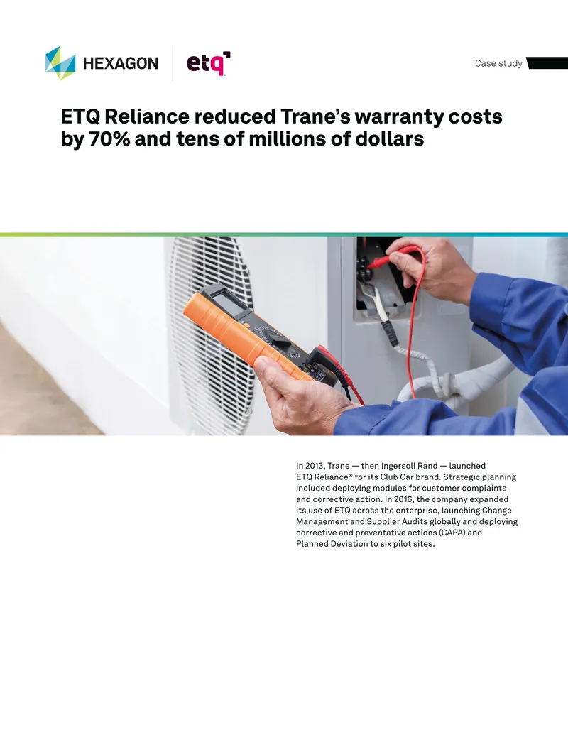 Trane Technologies ETQ Reliance Implementation Case Study