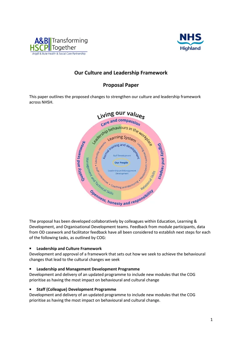 Culture and Leadership Framework Proposal Paper