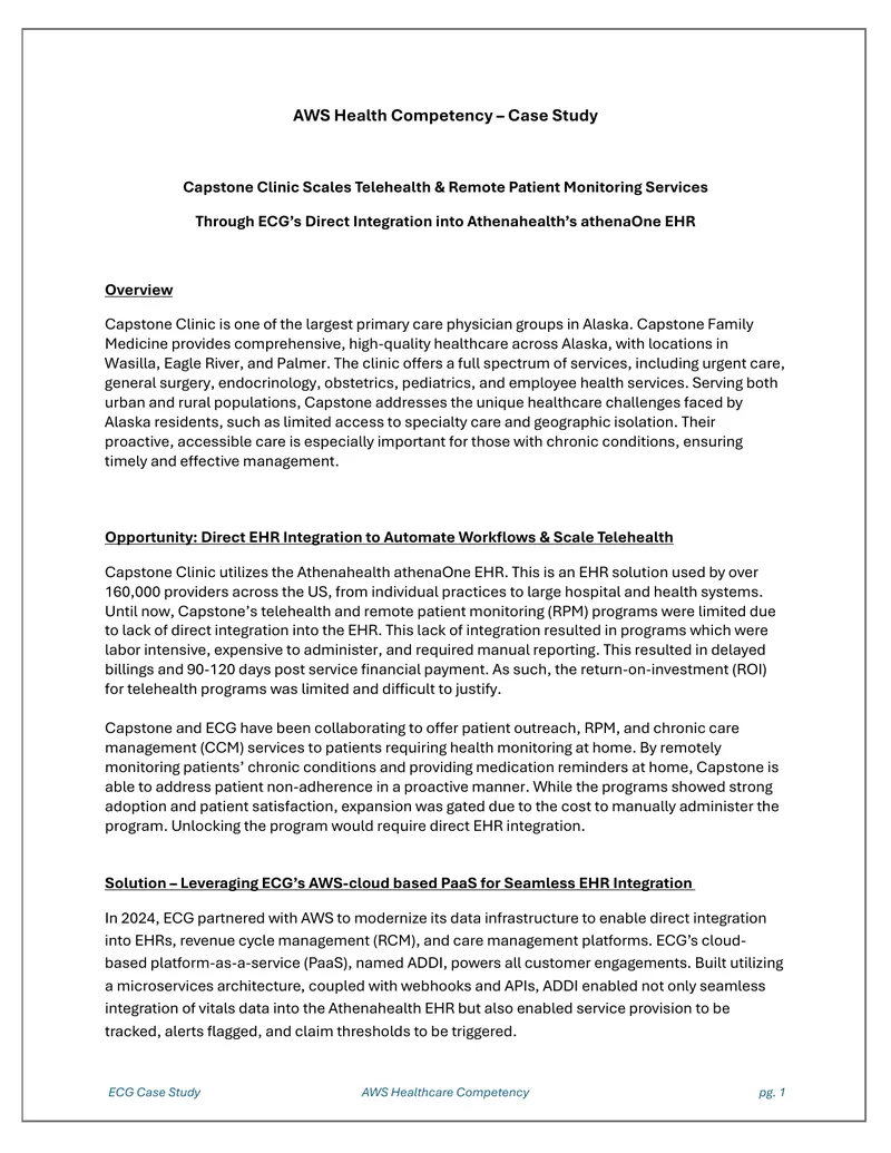 Capstone Clinic Telehealth Integration Case Study