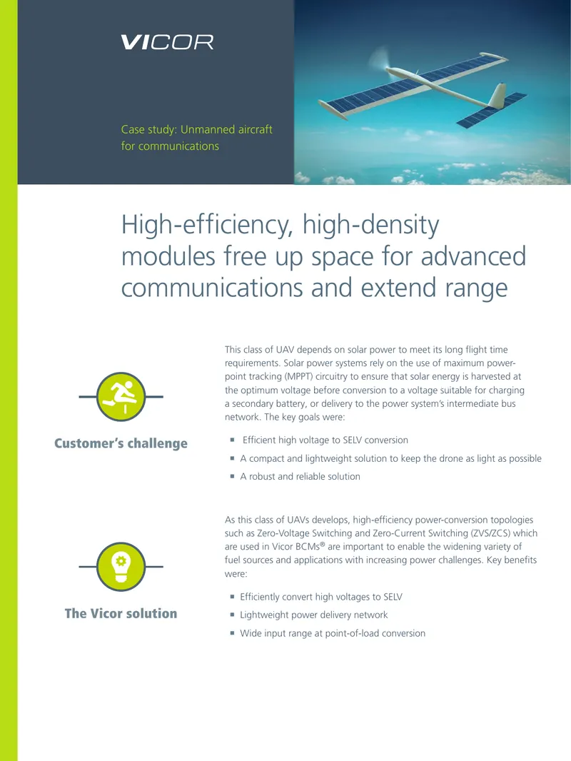 Power Delivery Solutions for Unmanned Aircraft