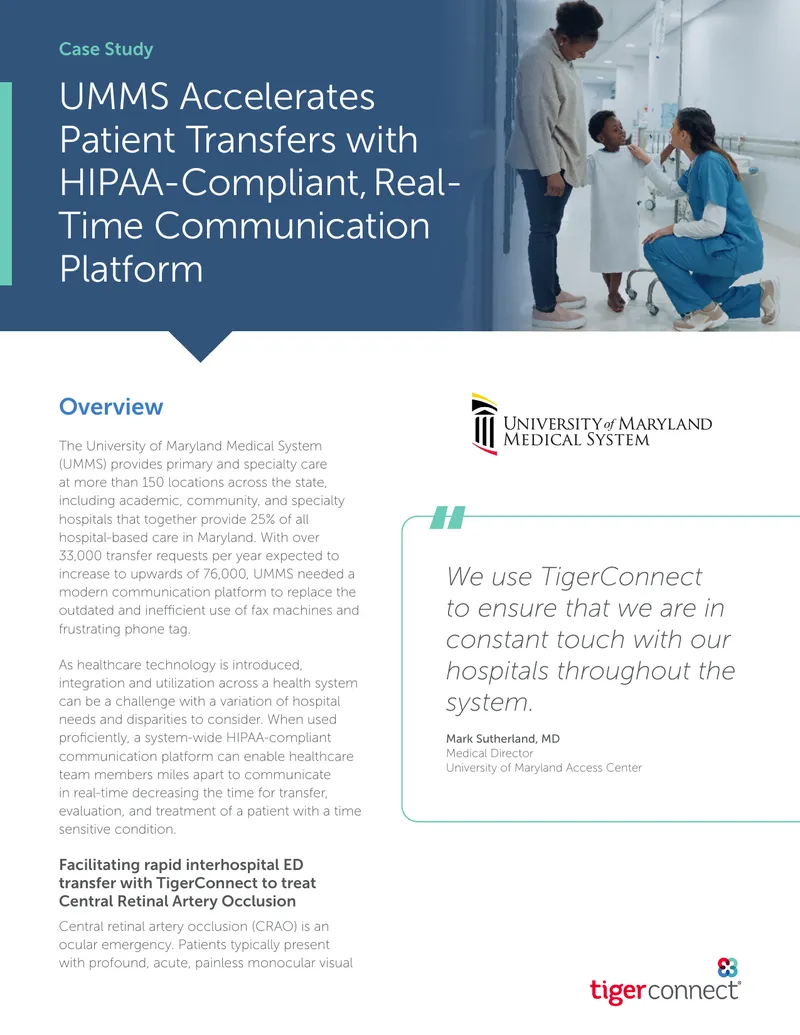 UMMS Patient Transfer Case Study Using TigerConnect
