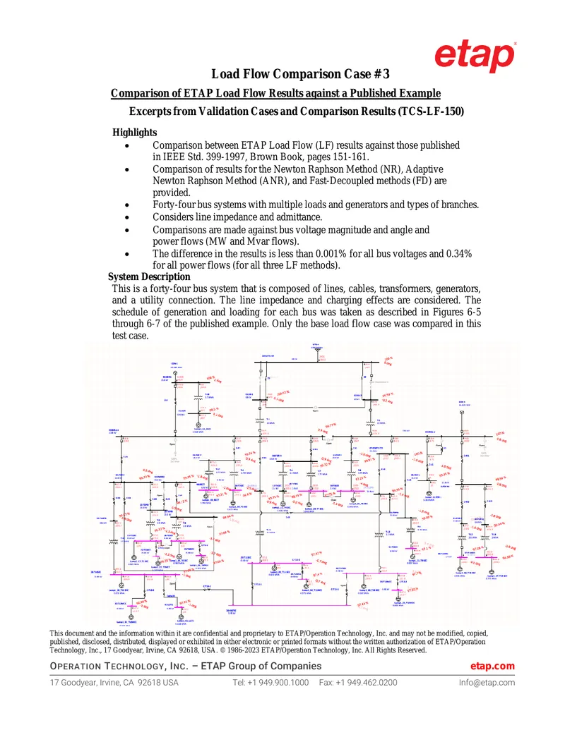 Load Flow Comparison Case Study