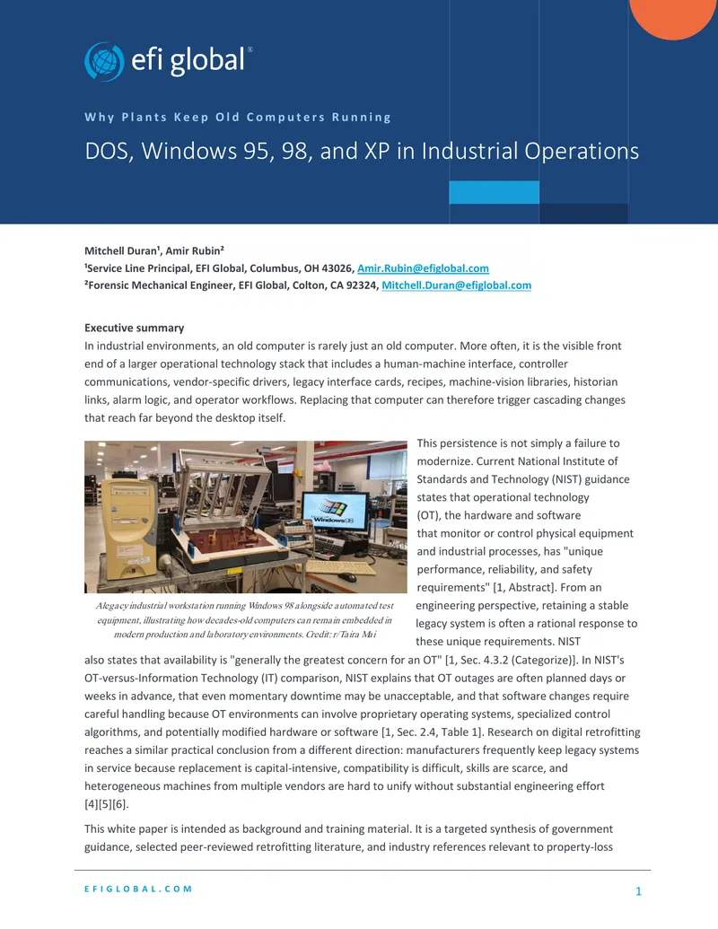 Legacy Computer Use in Industrial Operations