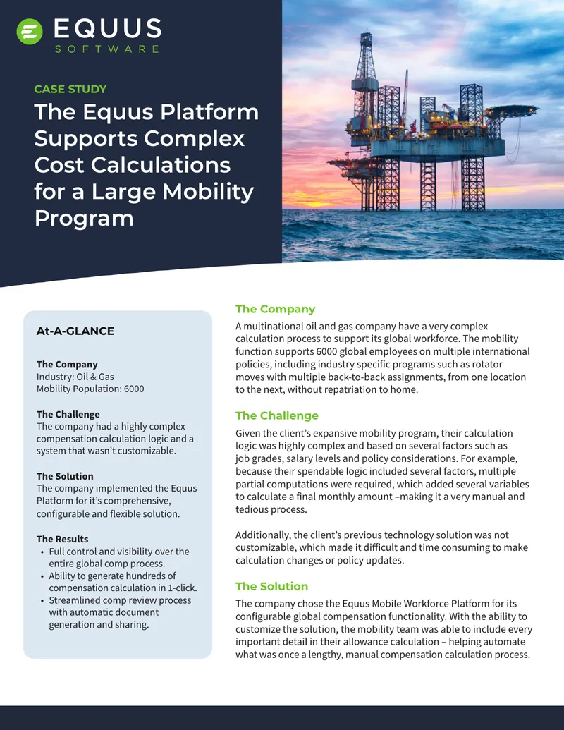 Equus Platform Case Study for Cost Calculations