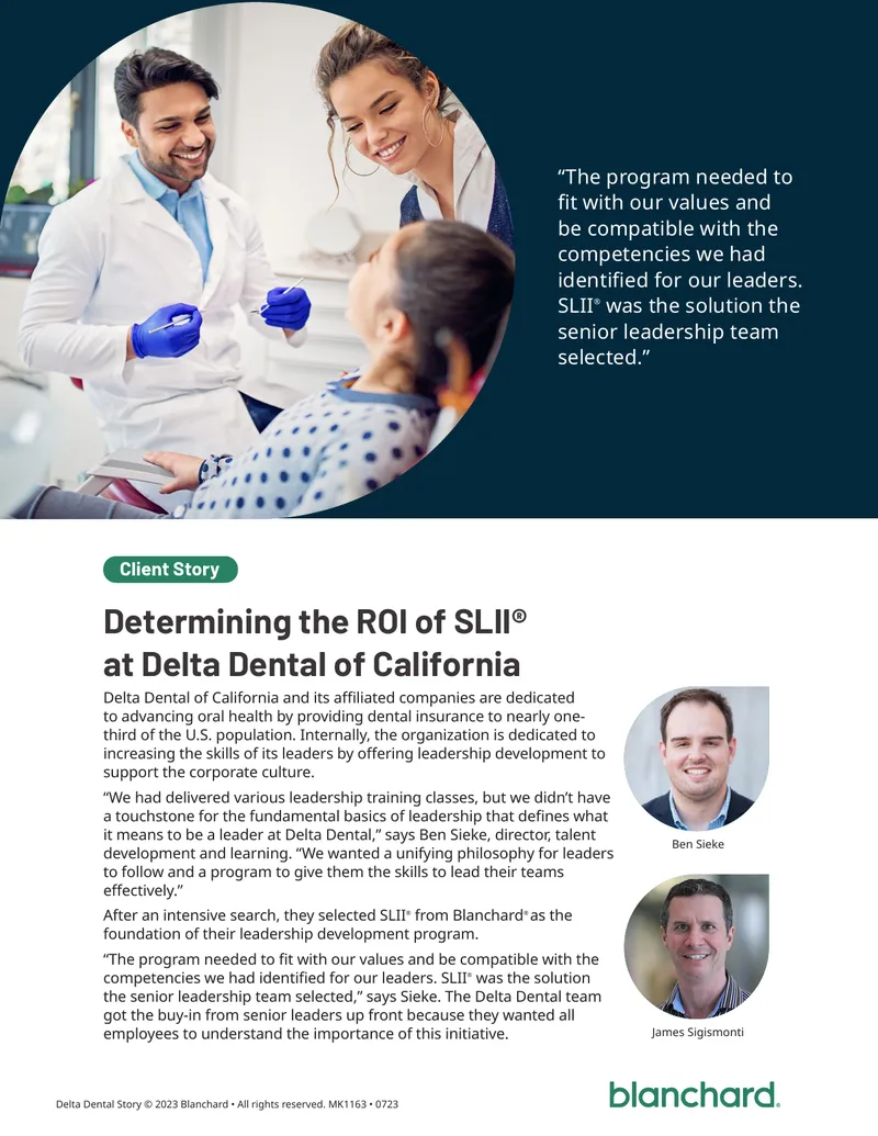 Determining the ROI of SLII at Delta Dental