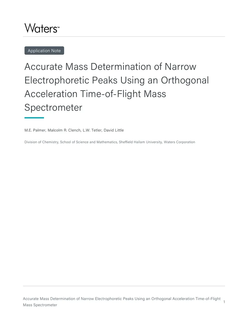 Accurate Mass Determination Using Time-of-Flight Mass Spectrometer