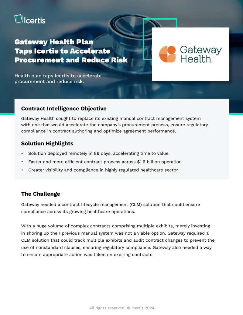 Gateway Health Plan Contract Lifecycle Management Solution