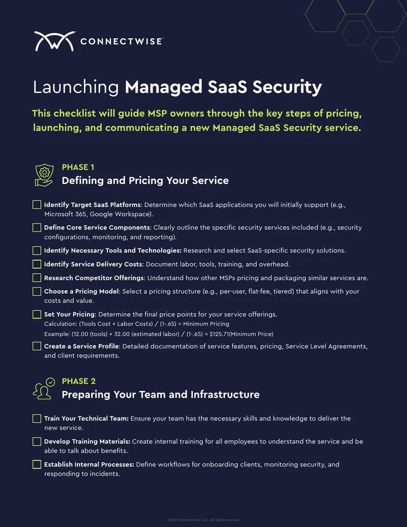 Checklist for Launching Managed SaaS Security Service