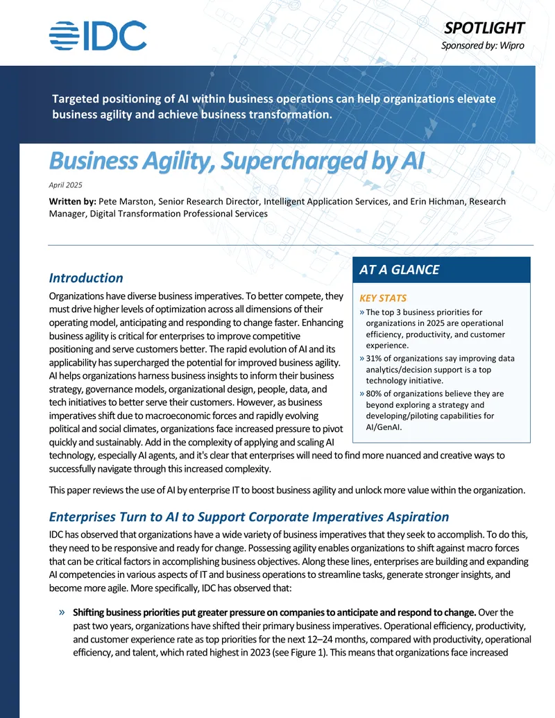 Business Agility Enhanced by Artificial Intelligence