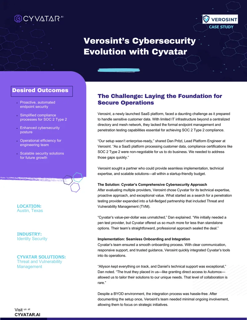 Verosint's Cybersecurity Partnership with Cyvatar