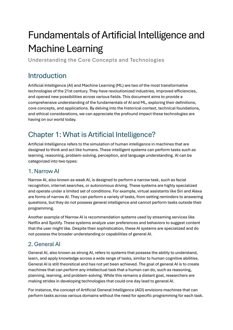 Fundamentals of Artificial Intelligence and Machine Learning