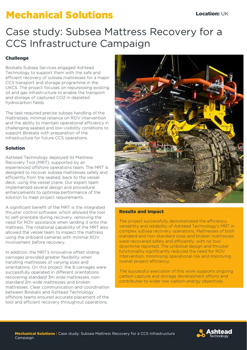 Subsea Mattress Recovery for CCS Infrastructure