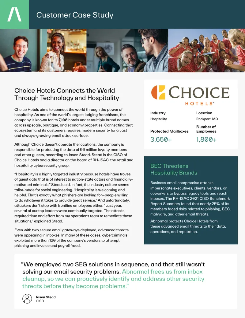 Choice Hotels Email Security Enhancement Case Study