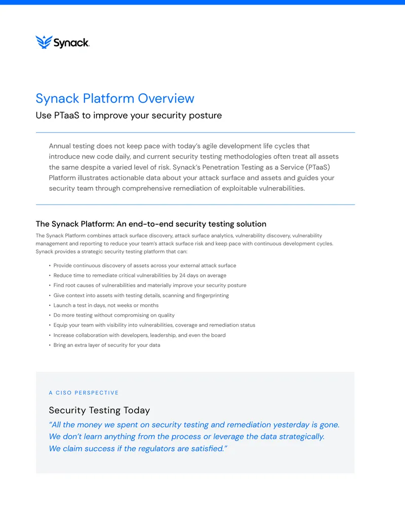 Synack Platform Security Testing Capabilities