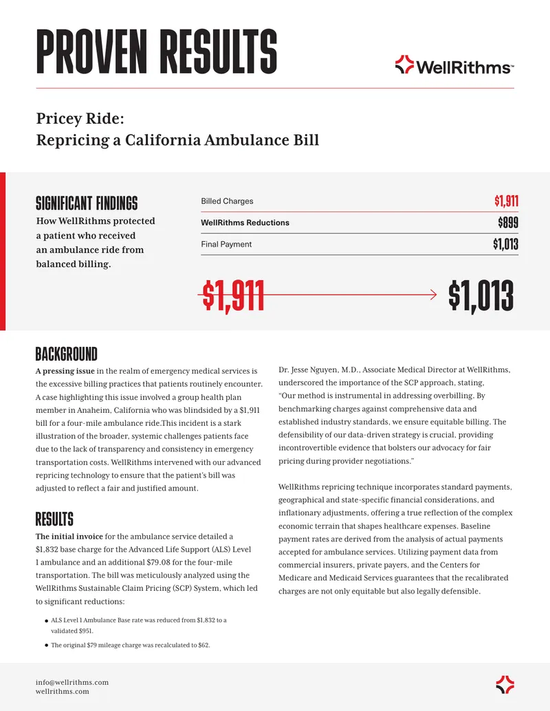 Repricing Strategies for Ambulance Billing in California