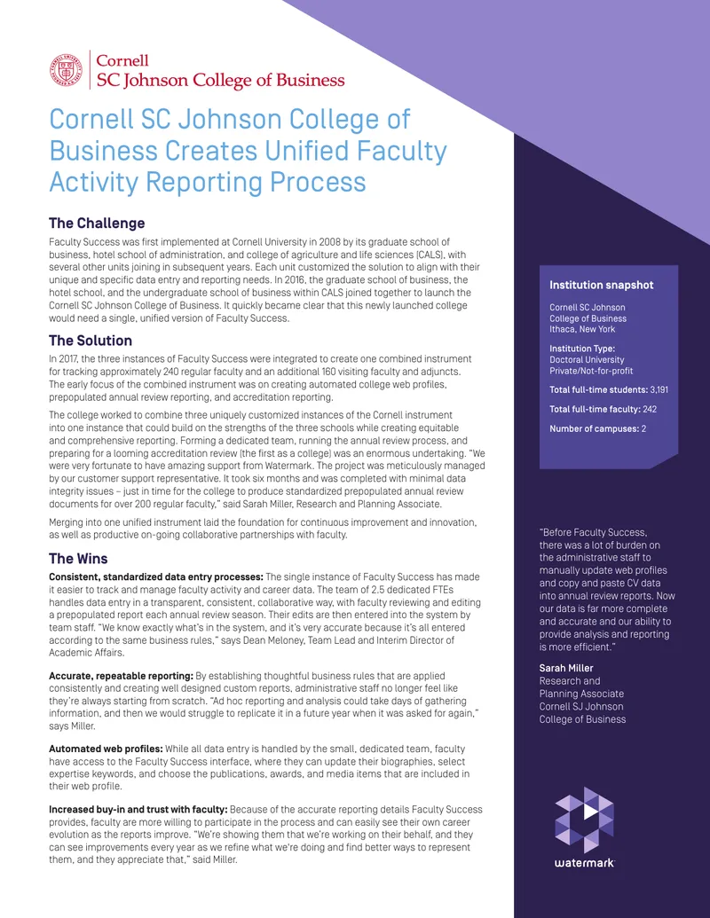 Unified Faculty Activity Reporting Process at Cornell