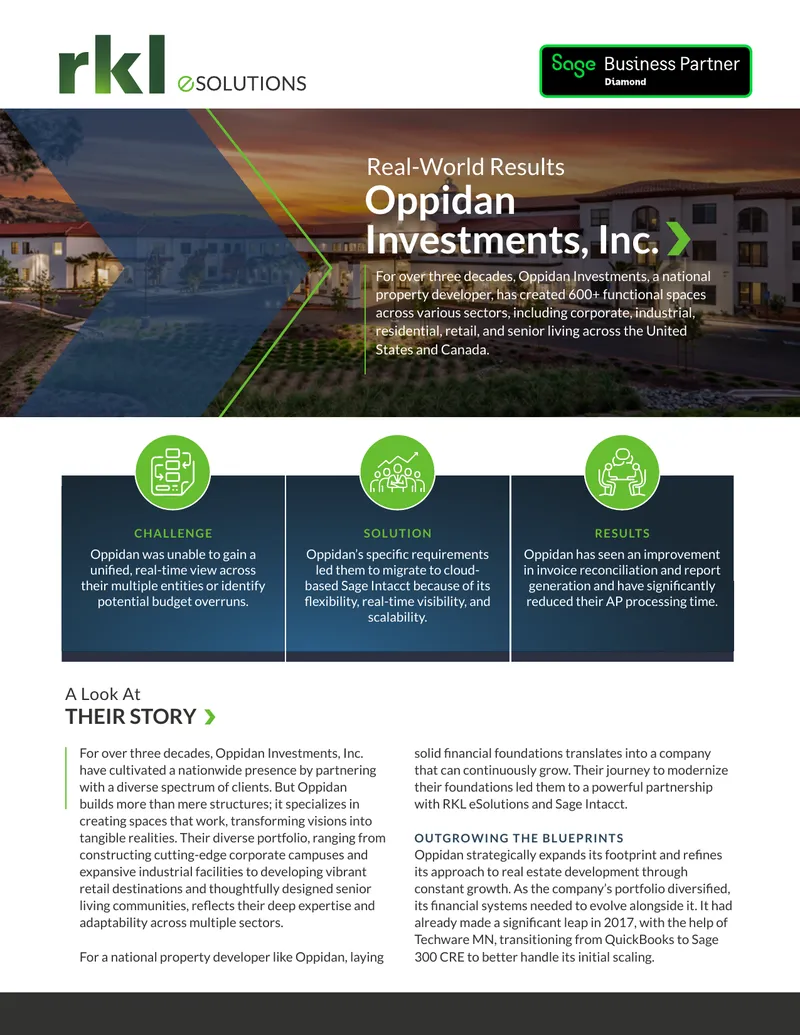 Oppidan Investments Cloud Migration to Sage Intacct