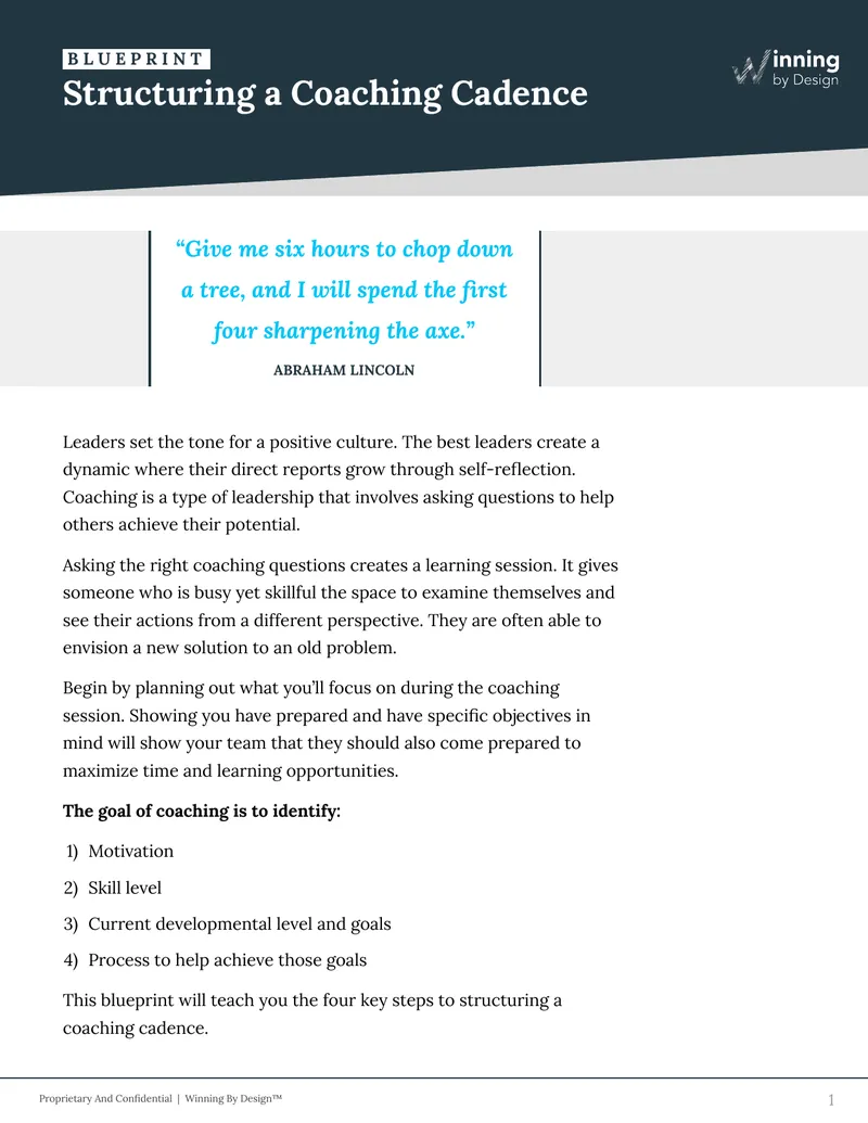 Structuring a Coaching Cadence Blueprint