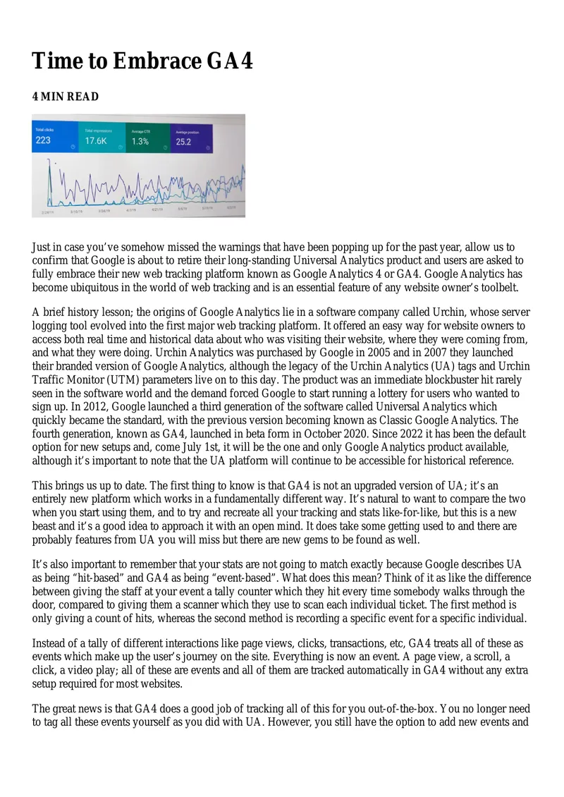 Transitioning from Universal Analytics to GA4
