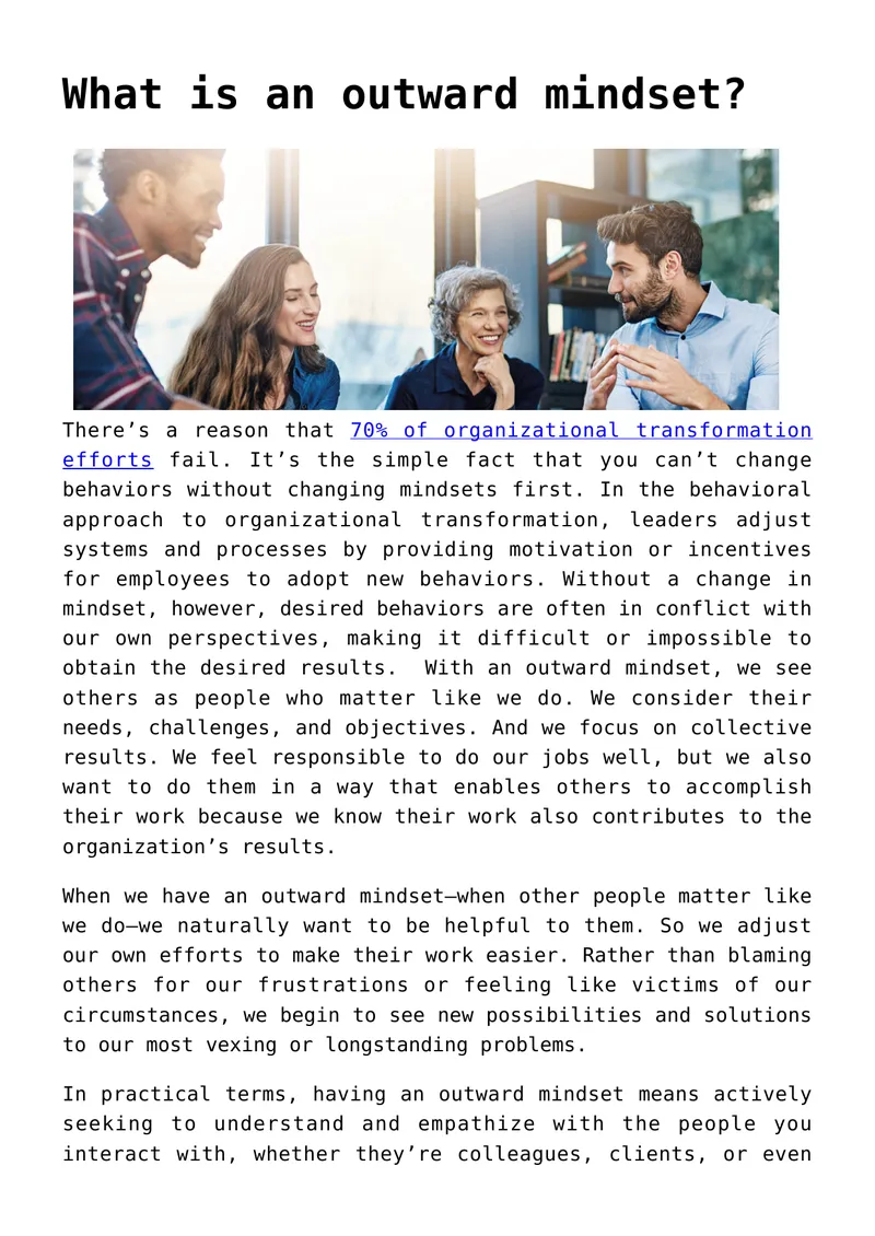 Understanding Outward Mindset in Organizations