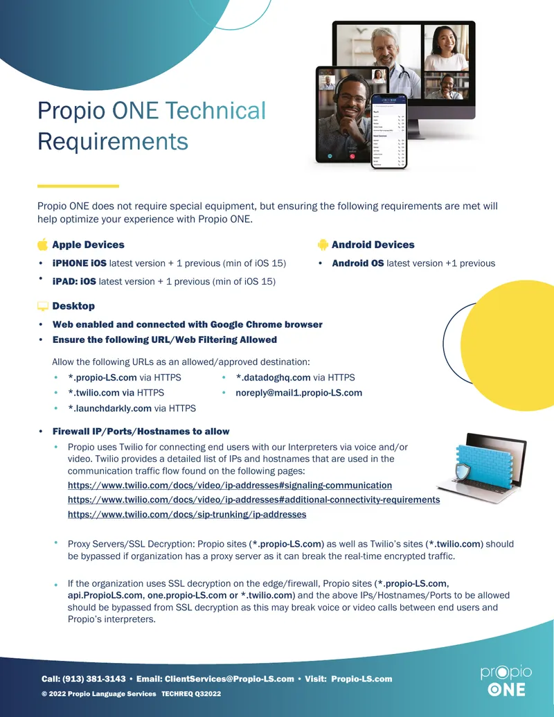 Propio ONE Technical Requirements Guide