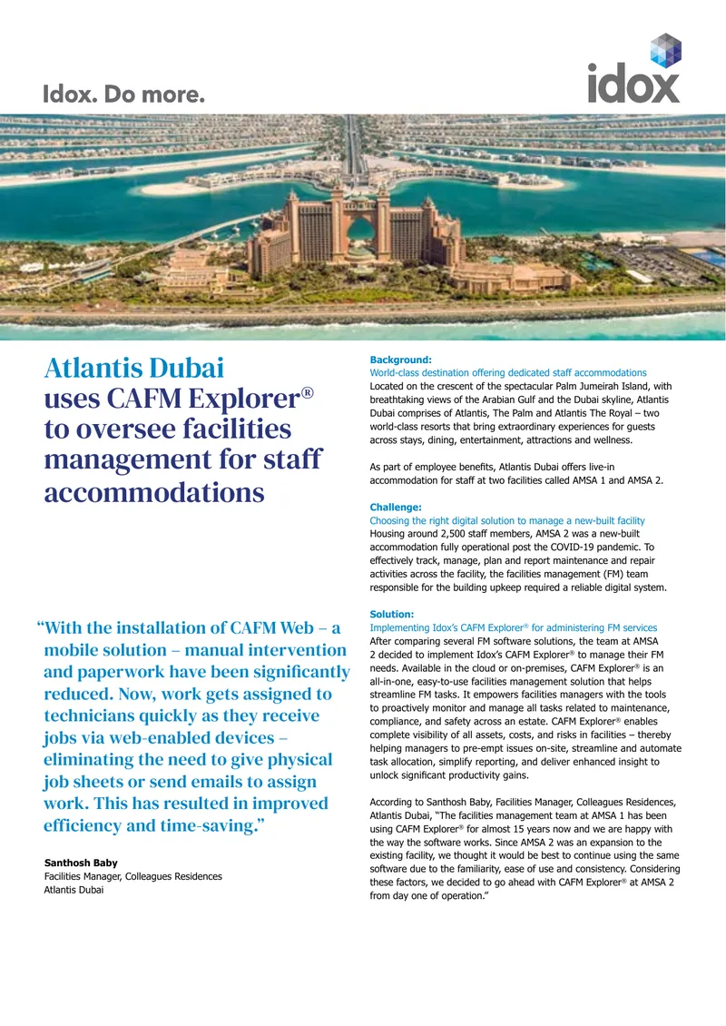 Facilities Management Implementation at Atlantis Dubai