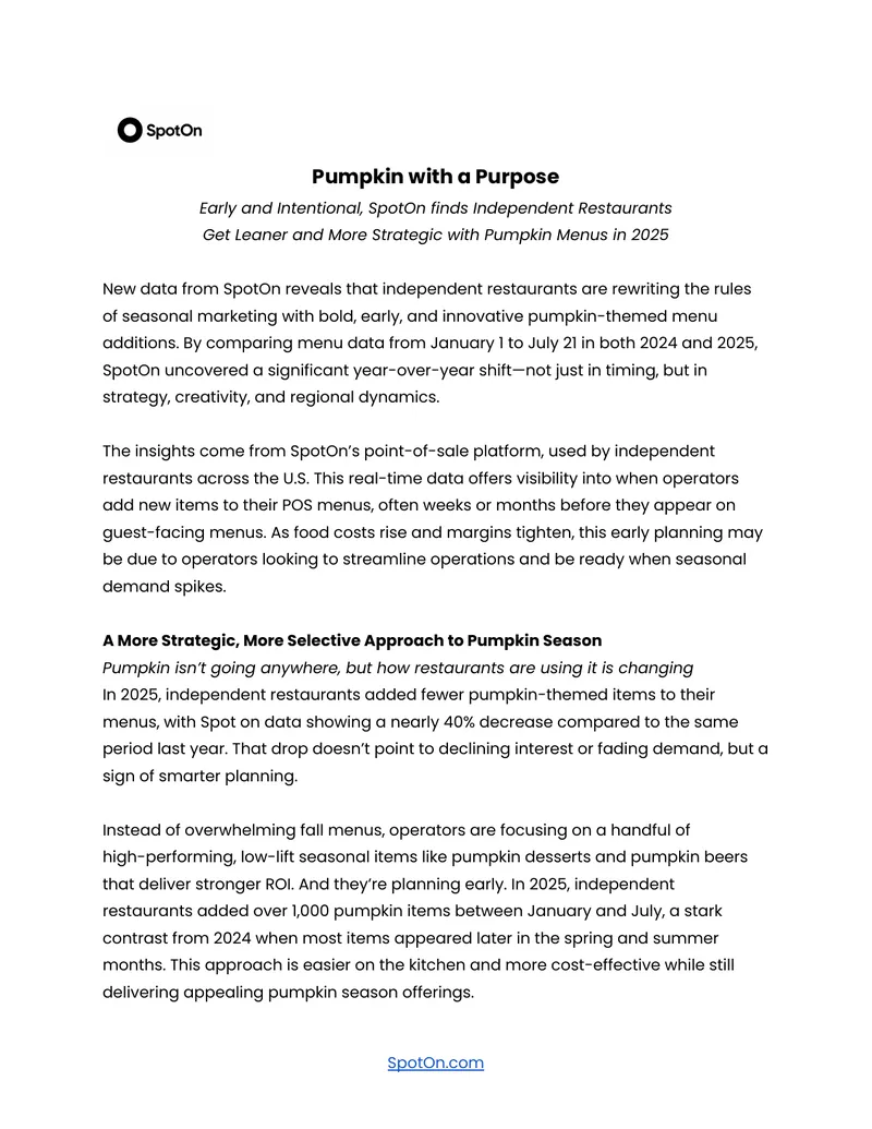 Pumpkin Menu Trends for Independent Restaurants in 2025