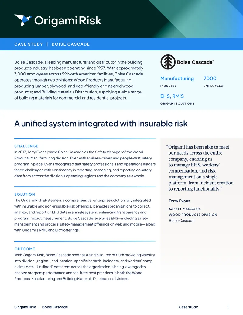 Boise Cascade Case Study on EHS Integration
